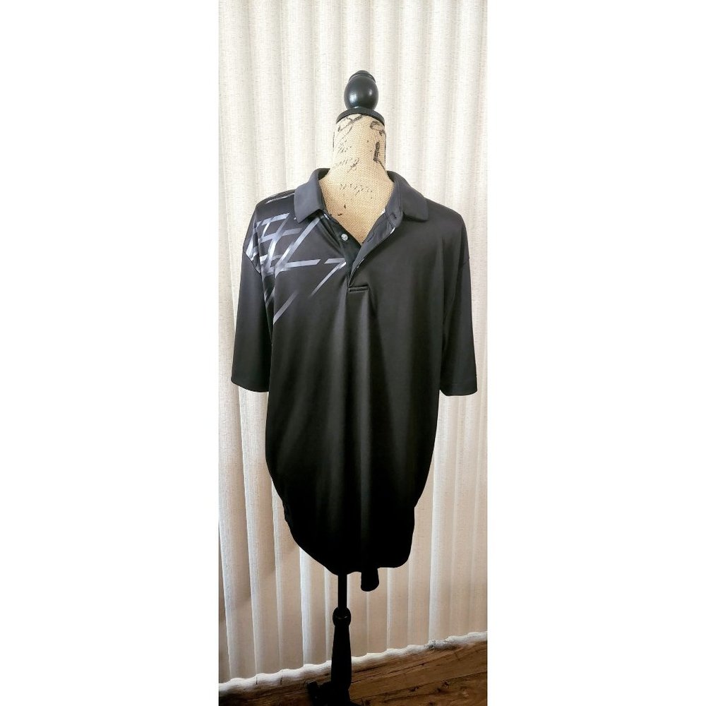 PGA TOUR Men's XL Black Grey Graphic Golf Polo -Polyester Knit